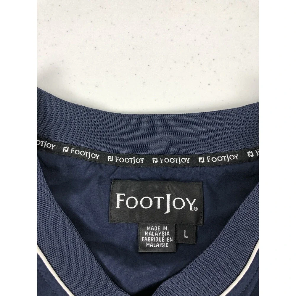 Footjoy Men Large Wind Shirt Blue Short Sleeve V Neck Polyester Golf Lightweight